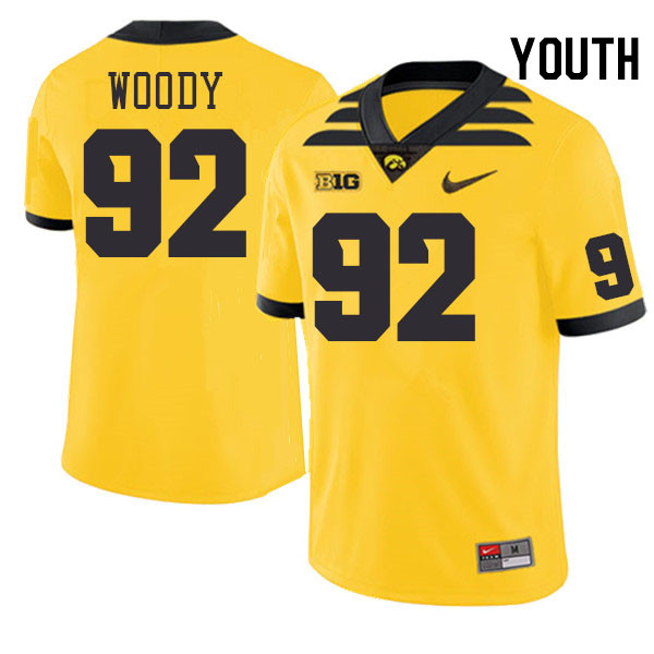 Youth #92 Tripp Woody Iowa Hawkeyes College Football Jerseys Stitched-Gold